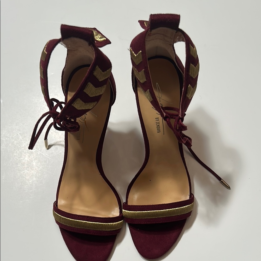 Red and Gold Stiletto Heels with Delicate Straps